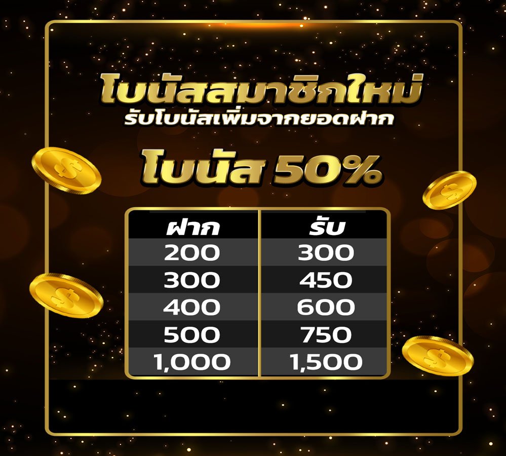 โบนัสสมัครสมาชิกใหม่ metung666 โบนัส 50%